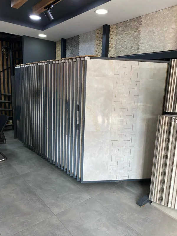 Borulu çift kanallı metal fayans ve seramik teşhir standı